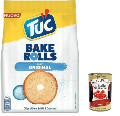 Tuc Bake Rolls, Original italienisch dünne und knusprige Brotchips 150 g 12x italienisch inkl. Italian Gourmet Polpa 400g