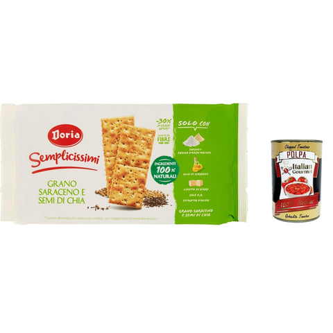 Doria Semplicissimi Cracker, Grano Saraceno e Semi di Chia, Cracker, Buchweizen und Chiasamen 3x245g Original italienisch Snack