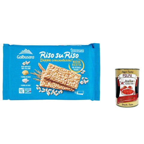 Galbusera RisosuRiso Doppia croccantezza!, crackers mit 100% italienischer Puffreis 3x380g Original italienisch