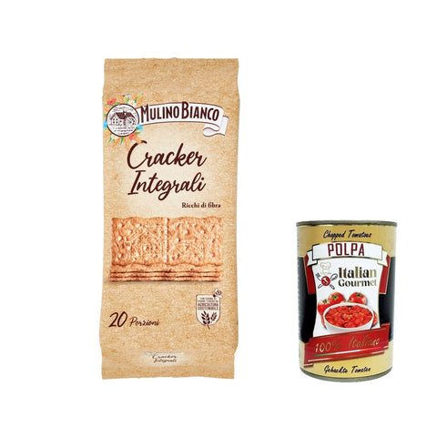 Mulino Bianco Crackers integrali 100% vollkorn Salzgebäck kekse gesalzen, reich an Ballaststoffen 3x 500g inkl. Italian Gourmet polpa 400g Original italienisch