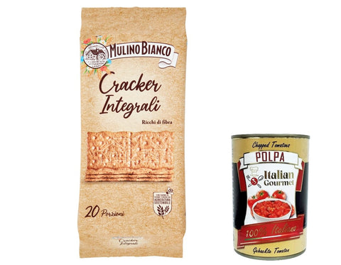 Italian Gourmet E.R. Crackers 3x Mulino Bianco Crackers integrali 100% vollkorn Salzgebäck kekse 500g gesalzen, reich an Ballaststoffen + Italian Gourmet polpa 400g 8032804040014