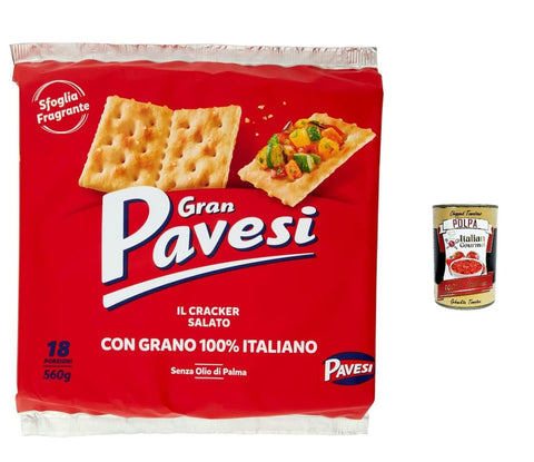 Pavesi Gran Crackers salati Salzgebäck gesalzen 560g kekse gebäck 6x Original italienisch inkl. Italian Gourmet Polpa 400g
