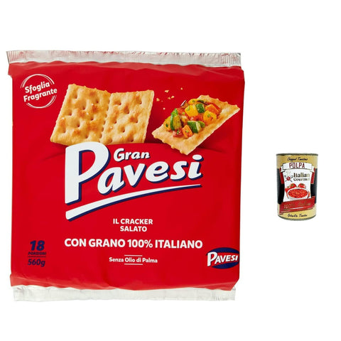Pavesi Gran Crackers salati Salzgebäck gesalzen 560g kekse gebäck 6x Original italienisch inkl. Italian Gourmet Polpa 400g