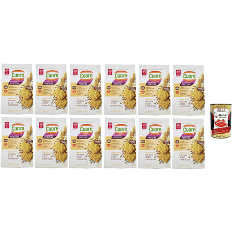 Crackers sfoglie cotte Cuore con farina lenticchie rosse e mais, Crackers Blätter mit rotem Linsenmehl und Mais, 12x 170g Original italienisch inkl. Italian Gourmet Polpa 400g