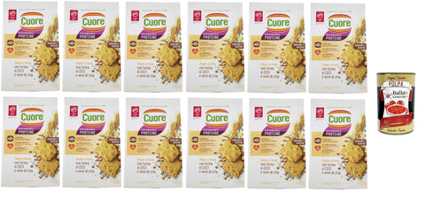 Crackers sfoglie cotte Cuore con farina lenticchie rosse e mais, Crackers Blätter mit rotem Linsenmehl und Mais, 12x 170g Original italienisch inkl. Italian Gourmet Polpa 400g