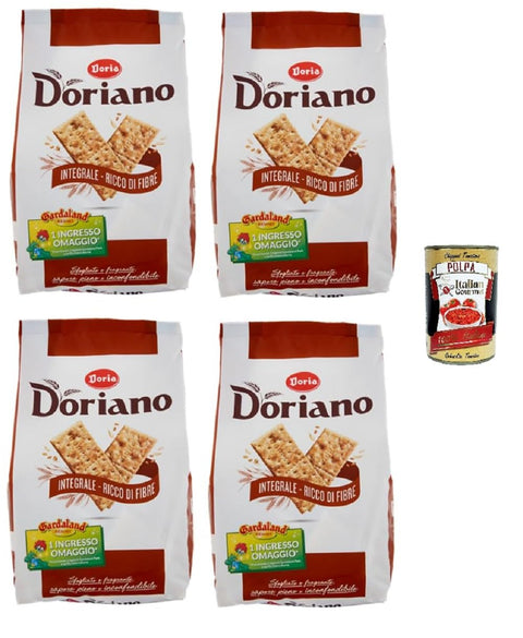 Italian Gourmet E.R. Crackers Doria Doriano Cracker Integrali - Duftende und Knusprige Vollkorn Cracker - 4x 700g Beutel – Jeder Beutel enthält 24 Einzelportionen + Italian Gourmet polpa 400g