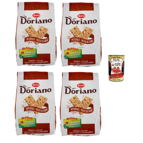 Doria Doriano Cracker Integrali - Duftende und Knusprige Vollkorn Cracker - Beutel - Jeder Beutel enthält 24 Einzelportionen 4x 700g inkl. Italian Gourmet polpa 400g Original italienisch