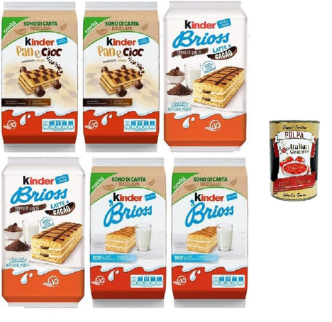 Italian Gourmet E.R. Crackers Kinder Pan e Cioc & Brioss, Sortiment aus Milch- und Schokoladengebäck, 6er-Pack, breakfast sweet snack 290g + Italian Gourmet polpa 400g