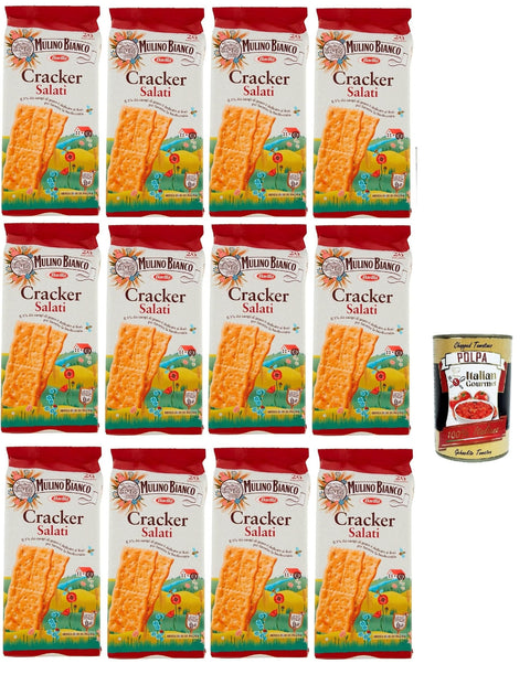 Italian Gourmet E.R. Crackers Mulino Bianco Cracker Salati herzhafter Salzcracker mit nachhaltigem Mehl 12x 500g + Italian goumet polpa 400g 8032804040014