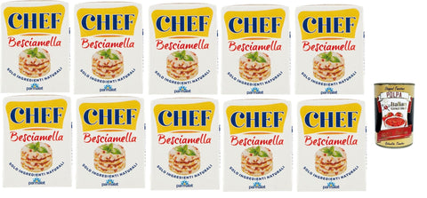 Italian Gourmet E.R. Crème Fraîche, Sauerrahm & Sahne Parmalat Chef Besciamella, Klassische Béchamel-Sauce, 10 x 200 ml, Mit Natürlichen Zutaten + Italian Gourmet polpa 400g