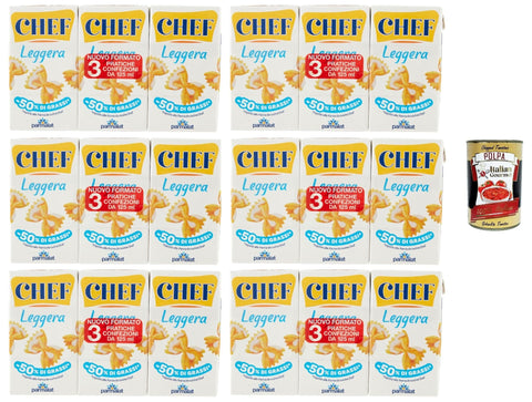 Italian Gourmet E.R. Crème Fraîche, Sauerrahm & Sahne Parmalat Chef Leggera Kochsahne, Leicht,6 pack,18 x 125 ml, 50% weniger Fett, + Italian Gourmet polpa 400g