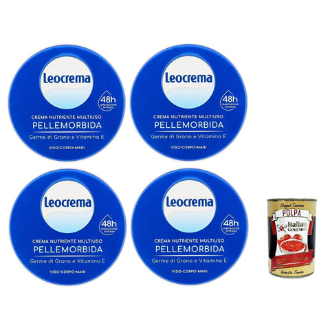 Leocrema Crema Nutriente Multiuso, Mehrzweck Nährcreme Weiche Haut mit Weizenkeimen und Vitamin E Körpercremes 4x150ml Original italienisch