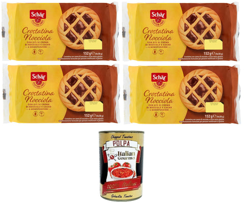 Schar Crostatina Nocciola senza glutine Schar Glutenfreie Haselnuss-Tarte 4x152gr Original italienisch inkl. Italian Gourmet Polpa 400g