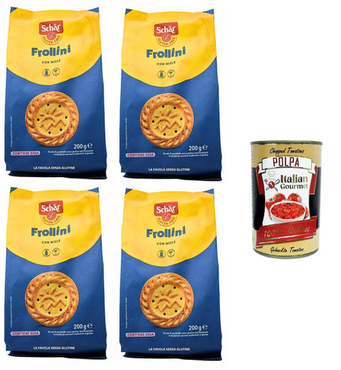 Italian Gourmet E.R. Cupcakes Schar Frollini senza lattosio con Miele Laktosefreie Kekse mit Honig 4x200 g+ Italian Gourmet polpa 400g 8032804040014