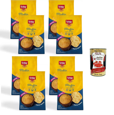Italian Gourmet E.R. Cupcakes Schar Muffin senza glutine, senza olio di palma e senza conservanti Glutenfreie Muffins, ohne Palmöl und ohne Konservierungsstoffe 8x225gr + Italian Gourmet polpa 400g 8032804040014