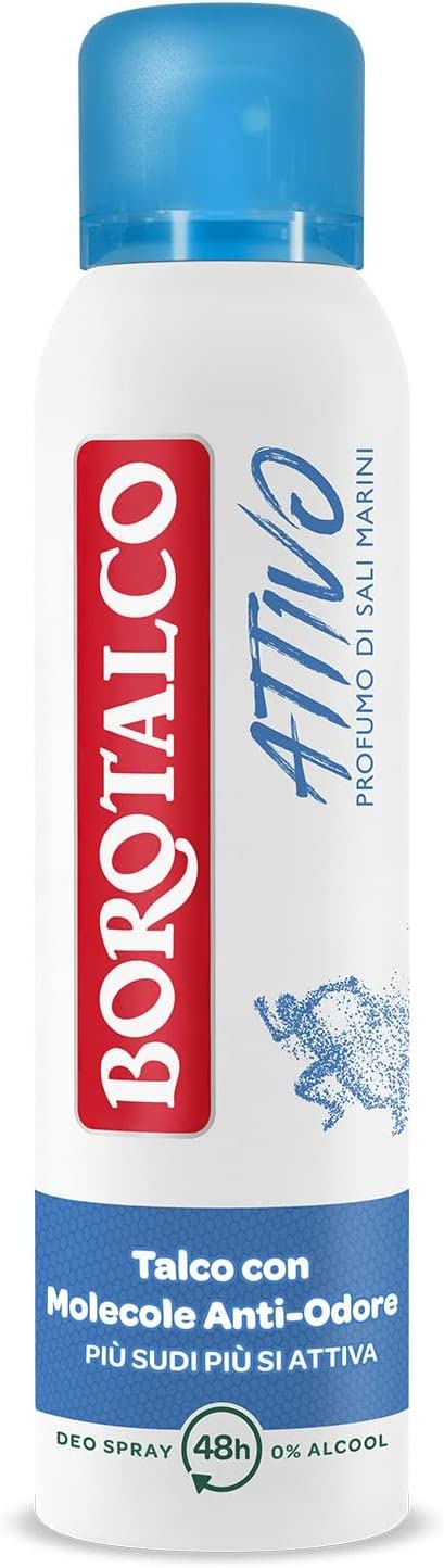 Italian Gourmet E.R. Deo 12x Borotalco, blaues aktives Spray-Deodorant, Formel ohne Alkohol und Talk mit Anti-Odor-Molekülen, 48 Stunden Wirksamkeit, Duft von 150 ml Meersalz + Italian Gourmet Polpa 400g 8002410045642
