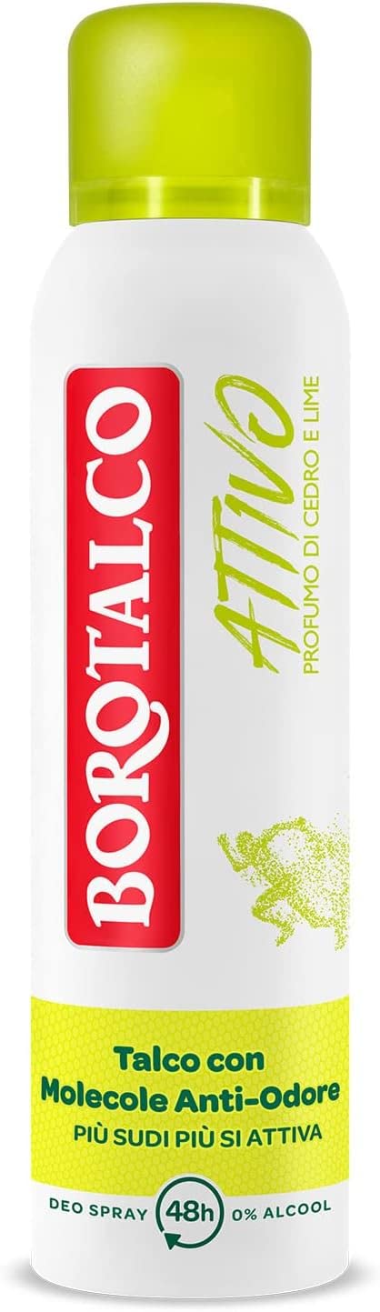 Italian Gourmet E.R. Deo 12x Borotalco, gelbe aktives Spray Deodorant, Formel ohne Alkohol und Talk mit Anti-Odor-Molekülen, 48 Stunden Wirksamkeit, Duft von Zedern und Kalk 150 ml + Italian Gourmet Polpa 400g 8002410045635