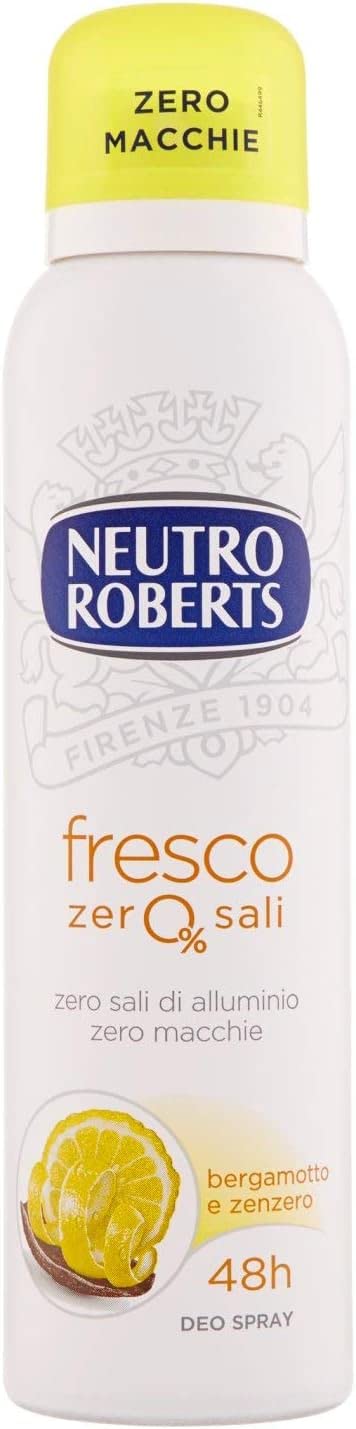 Italian Gourmet E.R. Deo 12x Neutro Roberts Deo Fresco Giallo Deodorant-Spray, ohne Aluminiumsalze, ohne Flecken, Zitrusduft nach Bergamotte und Ingwer, 150 ml + Italian Gourmet Polpa 400g 8002410009736