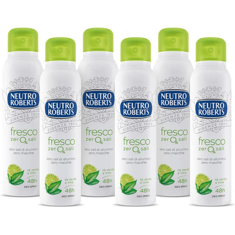 Neutro Roberts Fresco Verde Deodorant Spray, mit grünem Tee und Limette 12x150ml Original italienisch Getränk