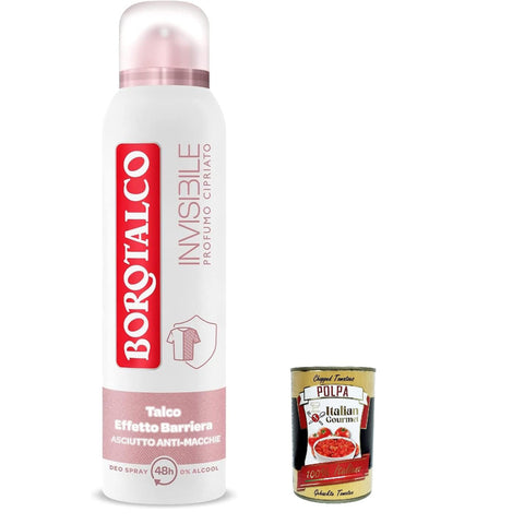 Borotalco Rosa Invisible Spray Deodorant, Formel ohne Alkohol mit Talk der Barriereeffekt, erfassen und überträgt keine LAIONS 48H Pulver Parfüm 150 ml 6x Original italienisch inkl. Italian Gourmet Polpa 400g
