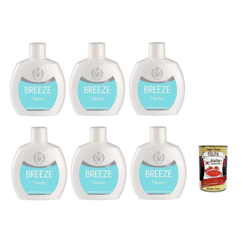 BREEZE Neutro Deodorante Squeeze, Deodorant ohne Gas und ohne Aluminiumsalze 6x100ml Original italienisch Pflege