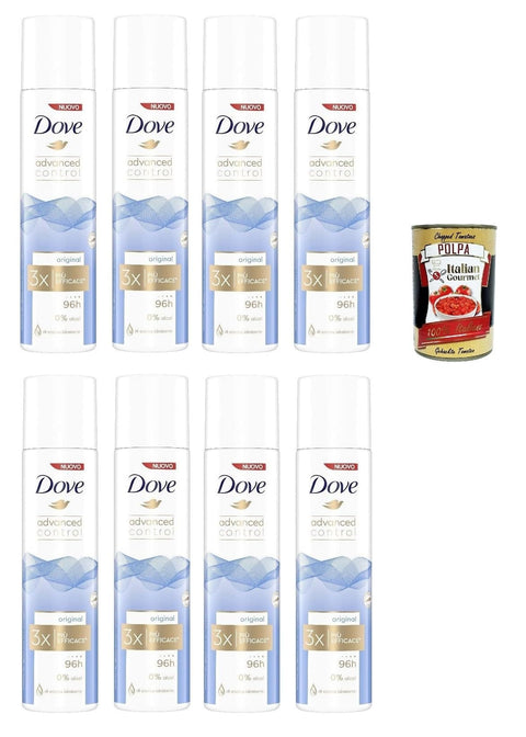 Italian Gourmet E.R. Deo Dove Advanced Control Original Deodorante Spray 0% Alkohol,96h Schutz Deodorant 8x 100ml + Italian Gourmet polpa 400g 8032804040014