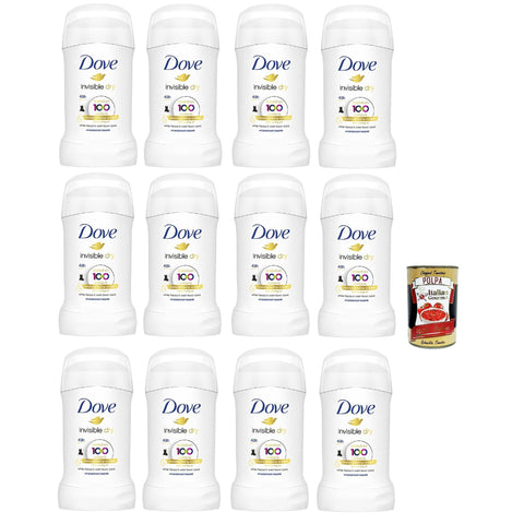 Dove Deodorant Invisible Dry Stick, Anti - Draining Deo Stick, mit 1/4 feuchtigkeitsspendenden Creme, Nullflecken, 48 Stunden, mit nahrhaftem Öl 12x 40 ml inkl. Italian Gourmet polpa 400g Original italienisch