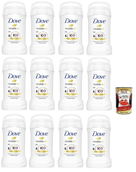 Italian Gourmet E.R. Deo Dove, Deodorant Invisible Dry Stick, Anti -Draining Deo Stick, mit 1/4 feuchtigkeitsspendenden Creme, Nullflecken, 48 Stunden, mit nahrhaftem Öl, 12x 40 ml + Italian Gourmet polpa 400g 8032804040014