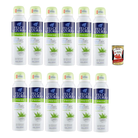 Felce azzurra Deodorant deo Spray Fresh mit Aloe Vera, IdraTalc Formel 12x150ml Original italienisch Pflege