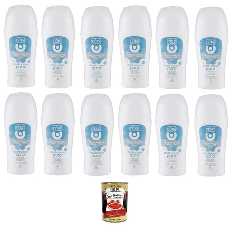 Italian Gourmet E.R. Deo Infasil Donna Deodorante Roll-on PURO per pelli sensibili Woman PURE Roll-on Deodorant für empfindliche Haut 12x50ml + Italian Gourmet polpa 400g 8032804040014