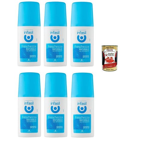 Infasil natürliche Freschezza Deo Vapo ohne Gas, ohne Aluminiumsalze, Fleckenschutz, Deodorant 6x 70 ml Original italienisch inkl. Italian Gourmet Polpa 400g