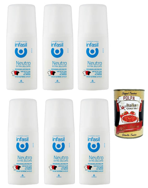 Italian Gourmet E.R. Deo Infasil Neutro extra delicato, Neutral, extra sanft, Deo Vapo, kein Gas, ohne Aluminiumsalze, Fleckenschutz, Deodorant 6x 70ml + Italian Gourmet polpa 400g 8032804040014