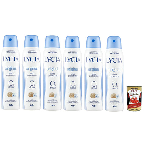 Lycia Deodorant, Trockener Effekt, 48H deo 6x150ml Original italienisch Pflege