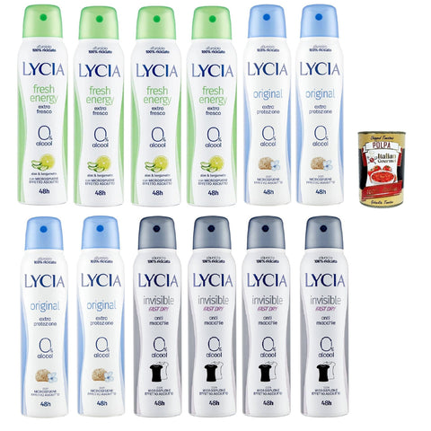 Lycia Deodorant Testpaket, Fresh energy invisible 12x150ml Original italienisch Getränk