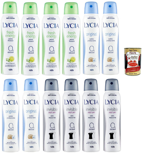 Lycia Deodorant Testpaket, Fresh energy invisible 12x150ml Original italienisch Getränk