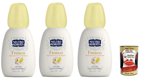 Neutro Roberts Deodorant Deo Vapo Fresco, Bergamotte und Ingwer, Ohne -Aluminiumsalze mit reinem Glycerinöl, 3x 75 ml, Ohne gas 48H Original italienisch inkl. Italian Gourmet Polpa 400g