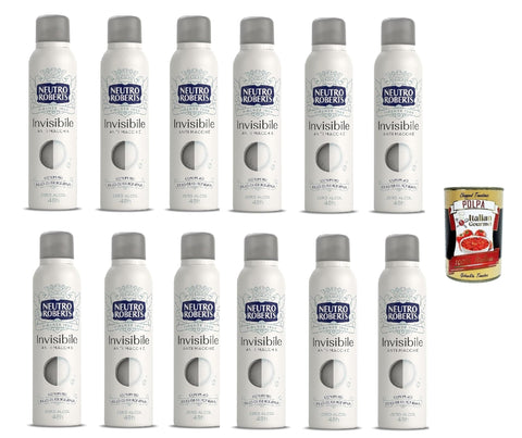 Italian Gourmet E.R. Deo Neutro Roberts, Invisible Deodorant Spray, Zero Alkohol, keine Flecken, mit reinem Glycerinöl, Deodorant für Damen und Herren, dermatologisch getestet, 12x 150 ml, 48h + Italian Gourmet polpa 400g 8032804040014