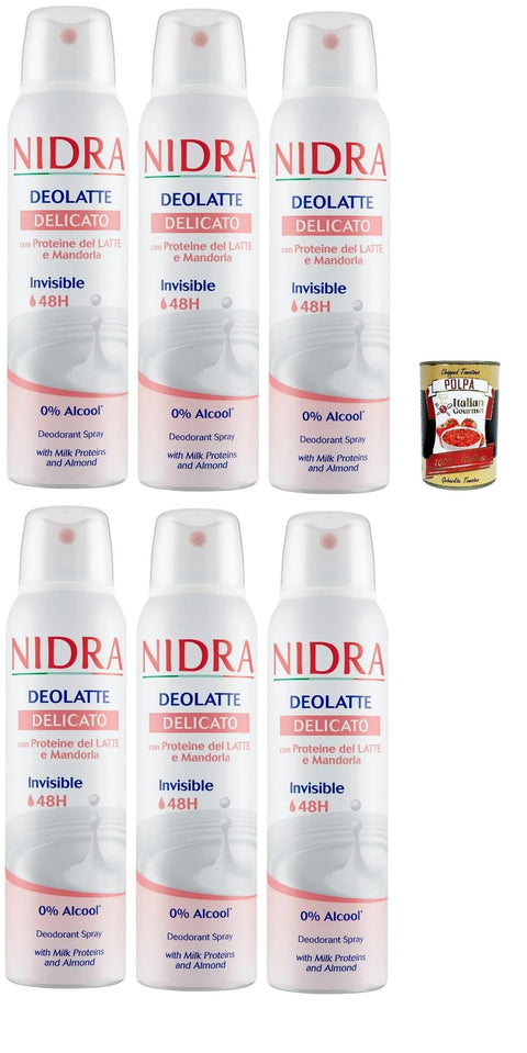 Italian Gourmet E.R. Deo Nidra Deodorante Deolatte Delicato Deodorant Spray mit Milchproteinen und Mandel Deo 6x 150ml + Italian Gourmet polpa 400g 8032804040014