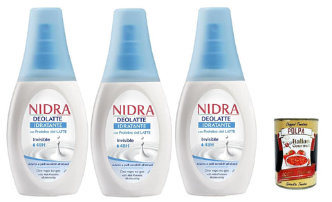 Italian Gourmet E.R. Deo Nidra Deodorante Deolatte Idratante Deodorant Vapo No Gas mit Milchproteinen 0% Alkohol 3x 75ml + Italian Gourmet polpa 400g 8032804040014