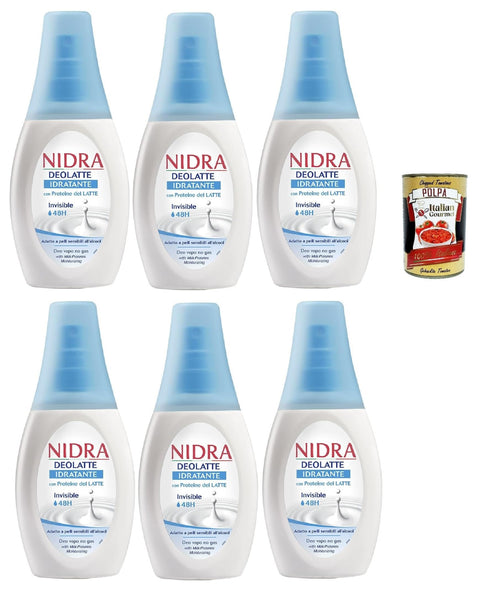 Italian Gourmet E.R. Deo Nidra Deodorante Deolatte Idratante Deodorant Vapo No Gas mit Milchproteinen 0% Alkohol 6x 75ml + Italian Gourmet polpa 400g 8032804040014