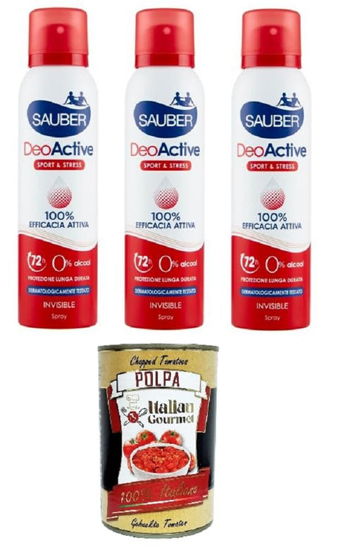 Italian Gourmet E.R. Deo Sauber deoactive spray 3x150 ml + Italian Gourmet Polpa di Pomodoro 400g 8032804040014