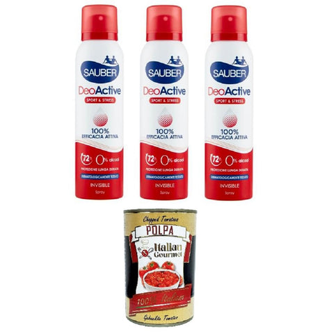 Sauber deoactive spray 3x150 ml Original italienisch inkl. Italian Gourmet Polpa di Pomodoro 400g