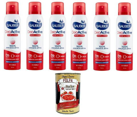 Italian Gourmet E.R. Deo Sauber deoactive spray 6x150 ml + Italian Gourmet Polpa di Pomodoro 400g 8032804040014