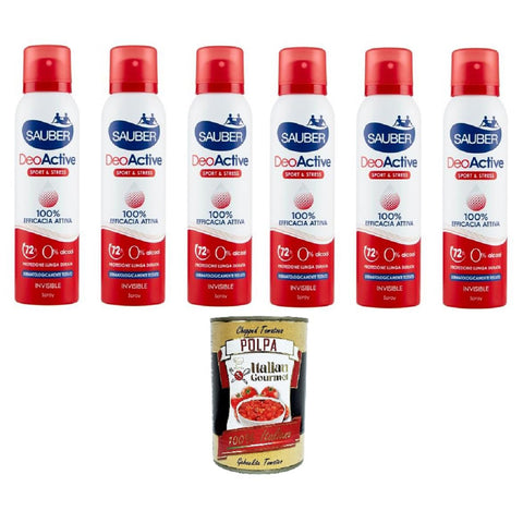 Sauber deoactive spray 6x150 ml inkl. Italian Gourmet Polpa di Pomodoro 400g Original italienisch