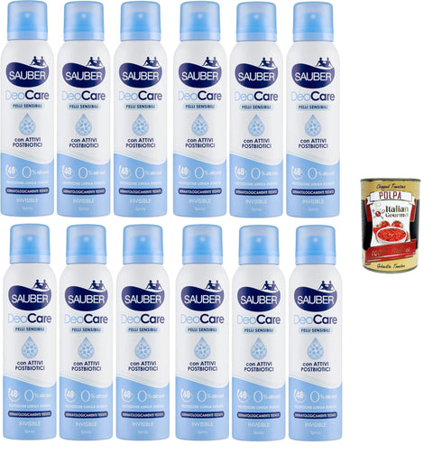 Italian Gourmet E.R. Deo Sauber Deodorante Deocare Spray, Deodorant Deocare Spray, empfindliche Haut 12x150 ml+ Italian Gourmet polpa 400g 8032804040014