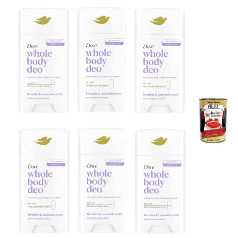 Whole Body Deo Deodorante Stick Lavanda E Camomilla, Deodorant Stick Lavendel und Kamille 6x 75ml inkl. Italian Gourmet polpa 400gr Original italienisch