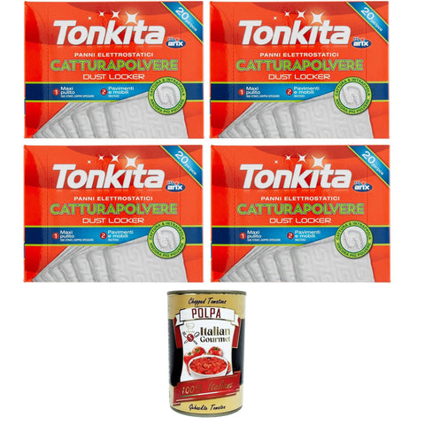 Tonkita Panni Cattura Polvere Staubfangtücher Elektrostatische Tücher 20 Stk, 4 Stück inkl. Italian Gourmet polpa 400g Original italienisch