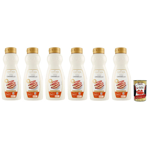 Carte d’Or Topping Caramello, Süße Sauce mit Karamellgeschmack zur Dekoration von Kuchen und Eiscreme 6x 1Kg inkl. Italian Gourmet Polpa di Pomodoro 400g Dose Original italienisch