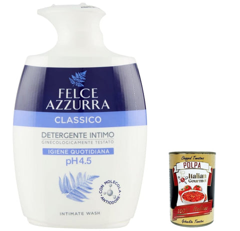 Italian Gourmet E.R. Duschgel 12x Felce Azzurra - Klassisches Intimo-Reinigungsmittel - pH-Wert 4,5 tägliche Hygiene - 250 ml + Italian Gourmet polpa 400g 8001280022036