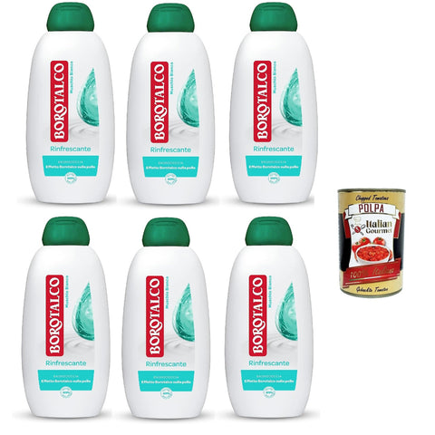 Borotalco Rinfrescante Muschio bianco Weißer Moschus Body Wash, Duschgel, Erfrischende Formel, Umhüllende Frische, Dermatologisch getestet, 450 ml 6x Original italienisch inkl. Italian Gourmet Polpa 450ml